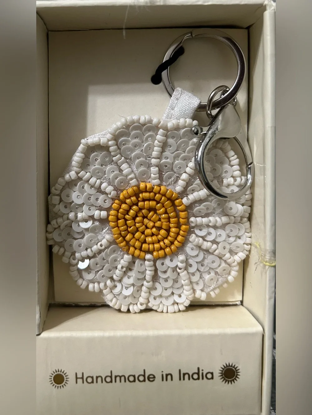 NWT Sol and Mer, 2 pc set White Hand-Embellished Beaded Floral Clutch Coin Purse